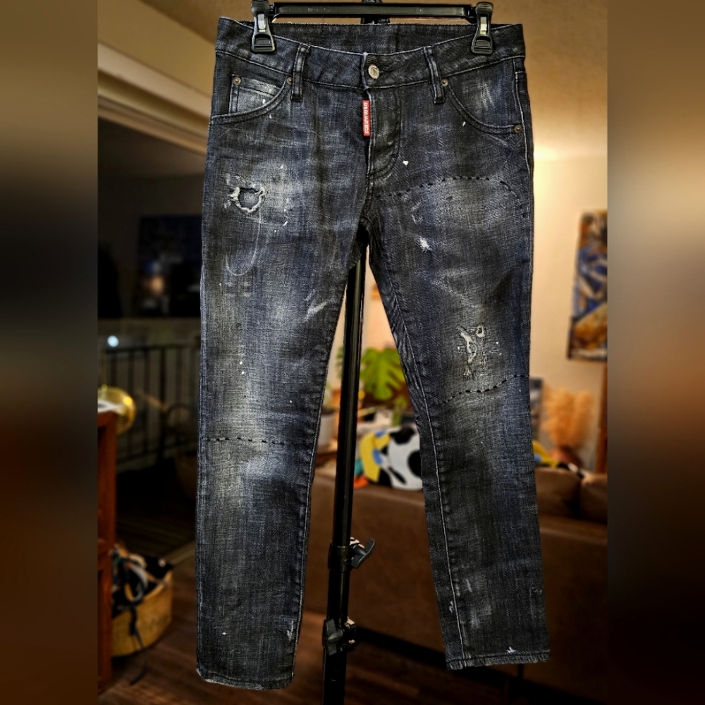 DSQUARED2 Deana Black Wash Cropped Skinny Jeans